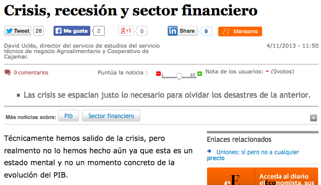 Crisis, recesión y mercados financieros