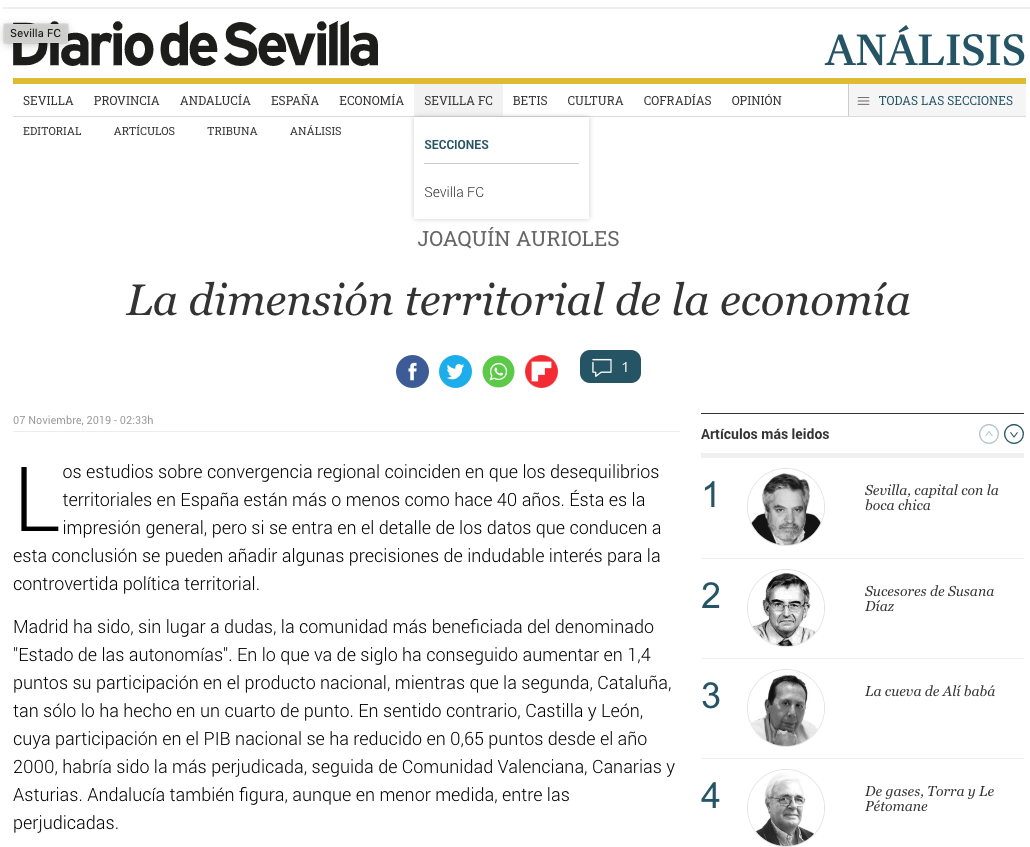 La dimensión territorial de la economía
