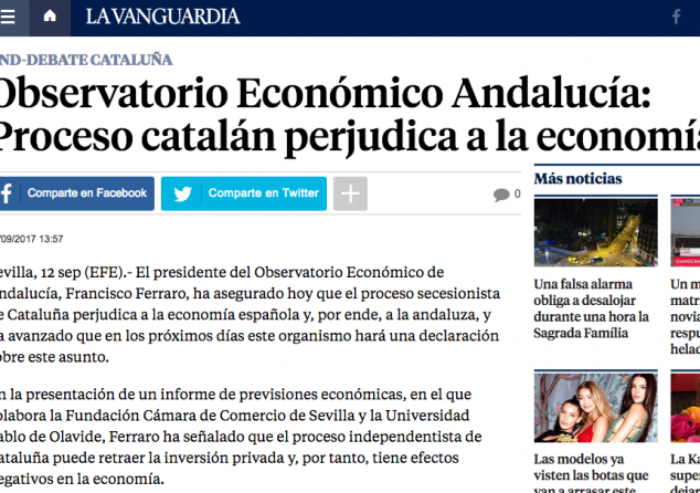 Observatorio Económico Andalucía: Proceso catalán perjudica a la economía