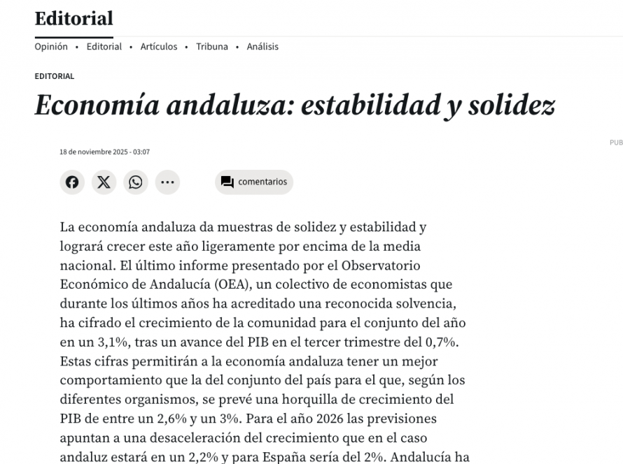 Economía andaluza: estabilidad y solidez